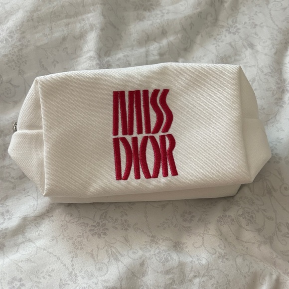 Dior Beauty Handbags - New Dior Beauty MISS DIOR Pink & White Canvas Pouch Cosmetic Bag